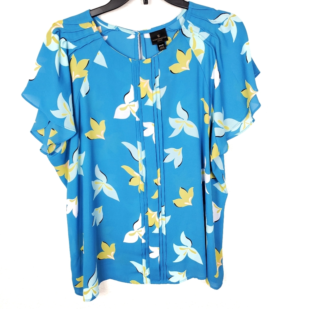 Blue Floral Patterned Top